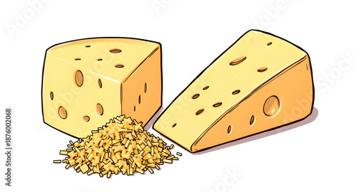 cheese, cartoon, cheese slice, dairy, food, snack, yellow, cute, funny, illustration, vector, flat, simple, playful, kids, mascot, character, smiling, happy, kawaii, soft, rounded, icon, symbol, isola