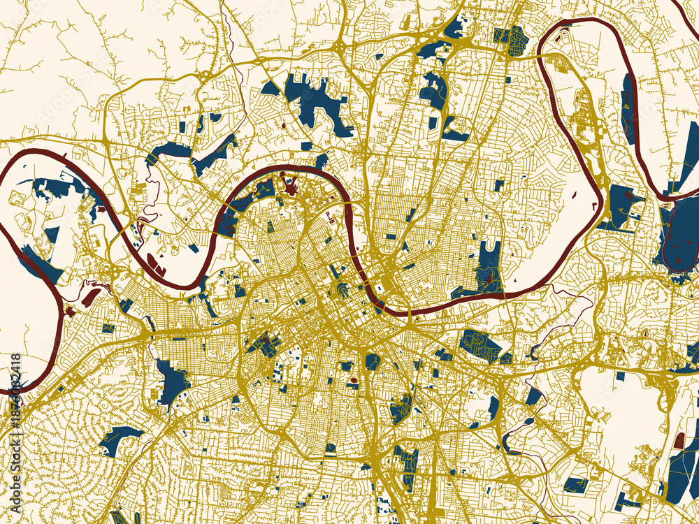 Obraz premium Graphic city map artwork of Nashville, Tennessee