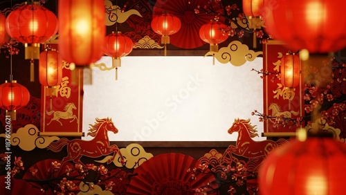 Lunar New Year 2026 Decorations with Horse Motifs – Chinese New Year Celebrations & Red Lanterns