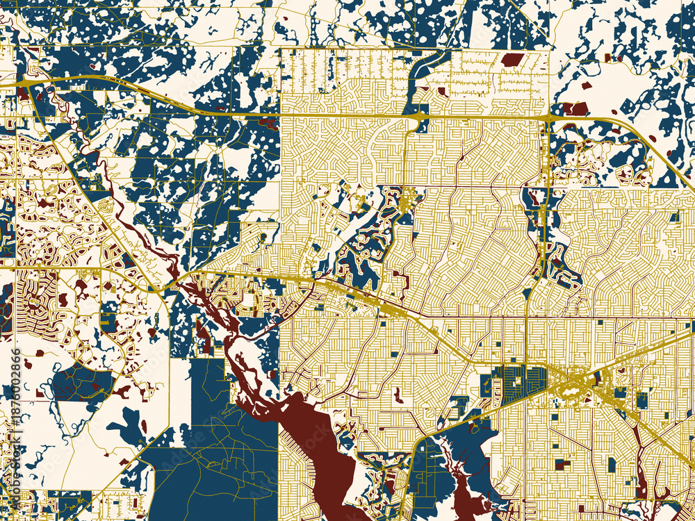 Naklejka premium Graphic city map artwork of North Port, Florida