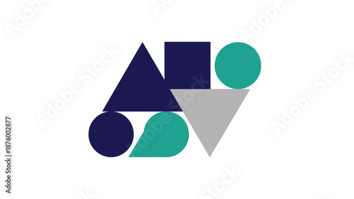 Geometric Shapes in Various Colors Arranged.