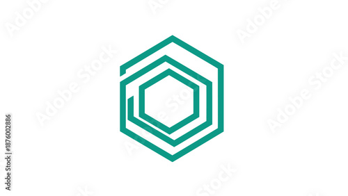 Green Hexagon Geometric Shape Logo Design.