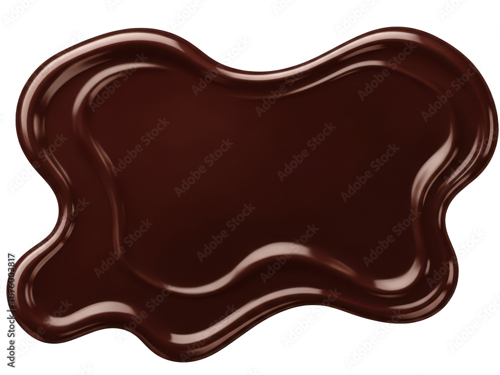 Obraz premium Midnight dark chocolate melted pool isolated on transparent background realistic texture for bakery adsIsolated on white