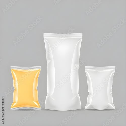 plastic, packaging, package, pack, bag, pouch, wrapper, container, vector, illustration, set, collection, product, retail, shopping, food, storage, transparent, clear, mockup, template, design, blank,