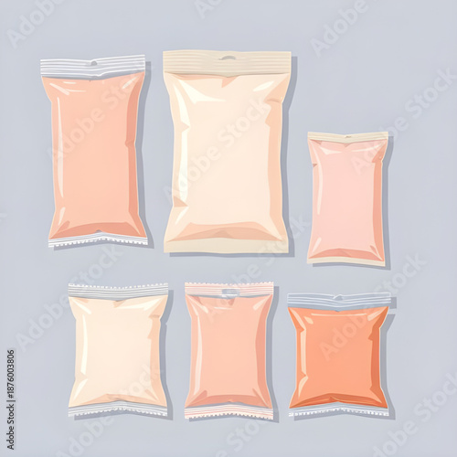 plastic, packaging, package, pack, bag, pouch, wrapper, container, vector, illustration, set, collection, product, retail, shopping, food, storage, transparent, clear, mockup, template, design, blank,