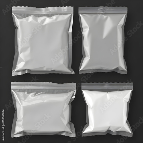 plastic, package, packaging, pack, bag, wrapper, pouch, container, vector, illustration, set, collection, product, retail, shopping, food, storage, transparent, clear, mockup, template, design, blank,