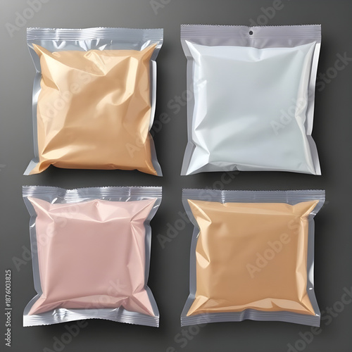 plastic, package, packaging, pack, bag, wrapper, pouch, container, vector, illustration, set, collection, product, retail, shopping, food, storage, transparent, clear, mockup, template, design, blank,