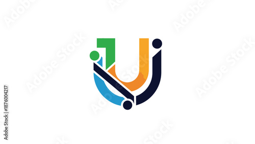Abstract Colorful Letter J Logo Design.