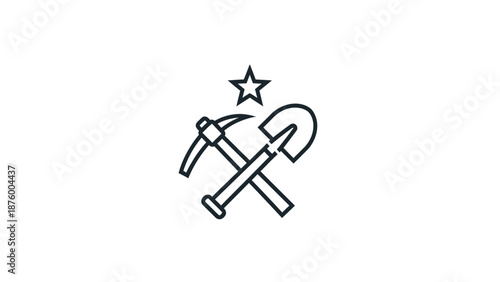Crossed Pickaxe and Shovel with Star.