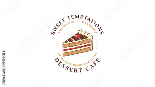 Dessert Cafe Logo with Layered Cake.