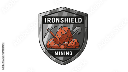 Ironshield Mining Company Logo Emblem Badge.