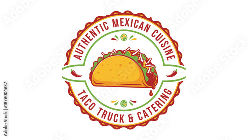 Mexican Taco Logo Design Element.