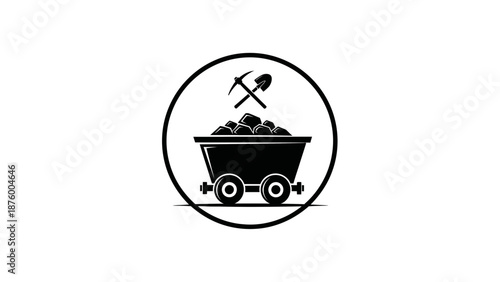 Mining Cart with Coal and Tools.