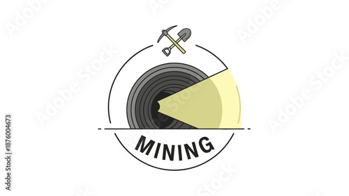 Mining Logo with Pickaxe and Coal.