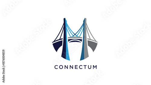 Stylized Letter M Bridge Logo Design.