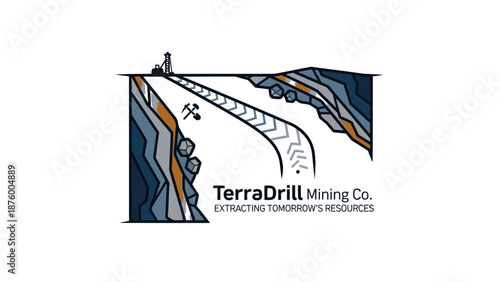 TerraDrill Mining Company Cross Section Illustration.