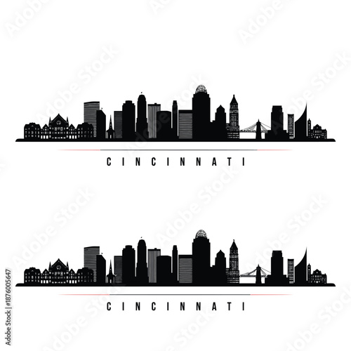 Φωτογραφία cincinnati city skyline silhouette with two views