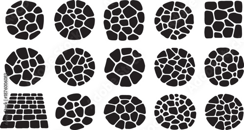 Geometric shapes with cracked and broken patterns design elements