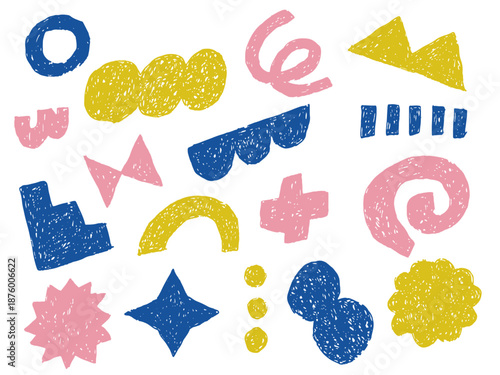 手描きあしらいセット　幾何学模様　色鉛筆