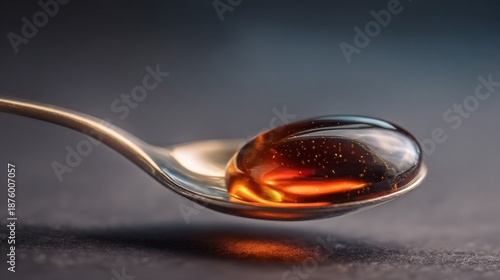Amber sphere on spoon