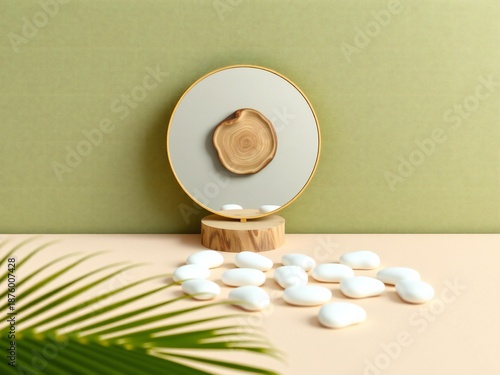 Minimalist still life with natural elements and organic shapes