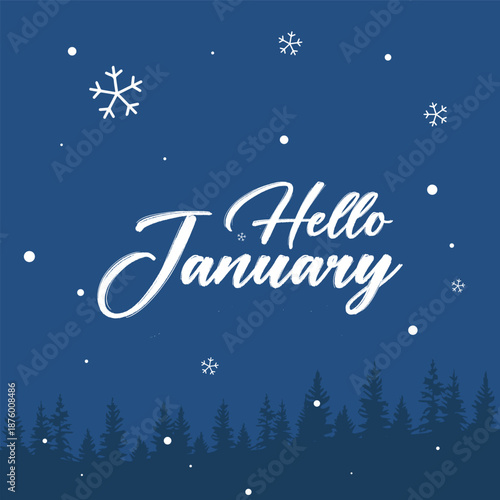 hello january vector background. it is suitable for card, banner, or poster

