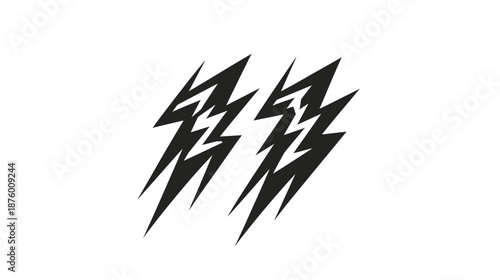 Three Black Lightning Bolts Illustration.