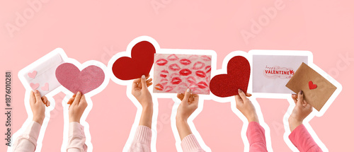 Female hands with hearts an...