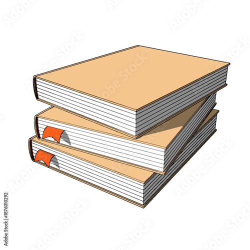 Hardcover Book with Bookmark on White Background. Vector Illustration.