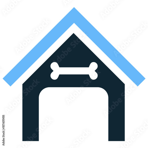 Dog house icon vector for pet shelter. Ideal for backyard kennels, wooden homes for puppies, animal accommodation, and garden safety.