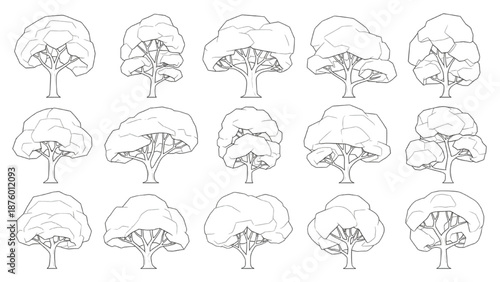 A collection of diverse tree illustrations for your design needs