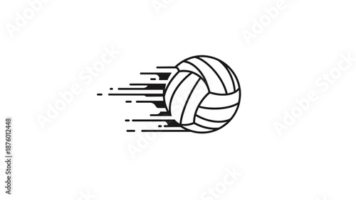 A dynamic illustration of a volleyball in motion, depicted with motion blur lines trailing behind it.