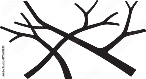 Simple black tree branches on white background illustration design