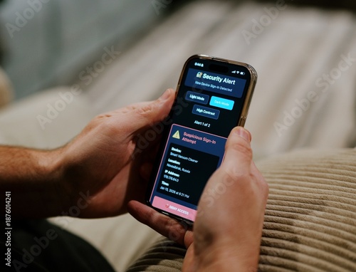 Fotografija Middle Aged Man Gets Several Suspicious Sign In Alerts Related to Foreign IP Add