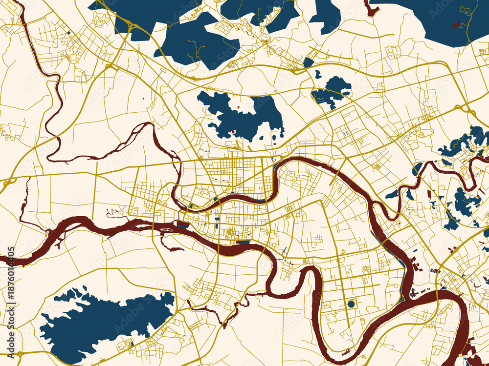 Naklejka premium Clean urban street map of Jieyang, China