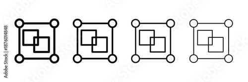 Selection frame icon set, resize bounding box symbol, UI transform tool icon, editable object selection, vector illustration