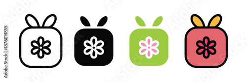 Furoshiki icon set, Japanese wrapping cloth symbol, eco friendly gift wrap icon, traditional packaging concept, vector illustration