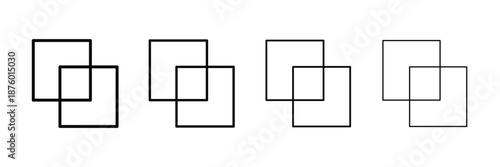 Overlapping Squares Icon Set, Layered Shape Symbol, Abstract Geometry Vector Illustration