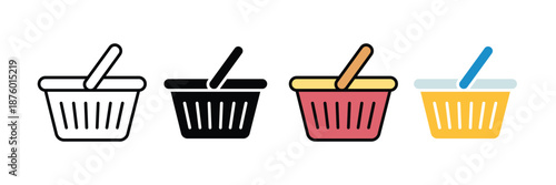Shopping basket icon set. grocery basket symbol. retail cart illustration. vector icon