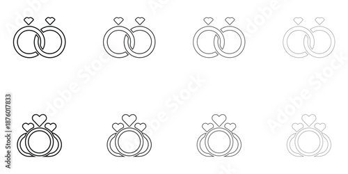 couple ring line icon vector, love ring diamond ring, engagement ring symbol vector outline icon illustration