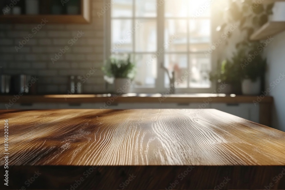 Fototapeta premium Wooden table interior kitchen modern.