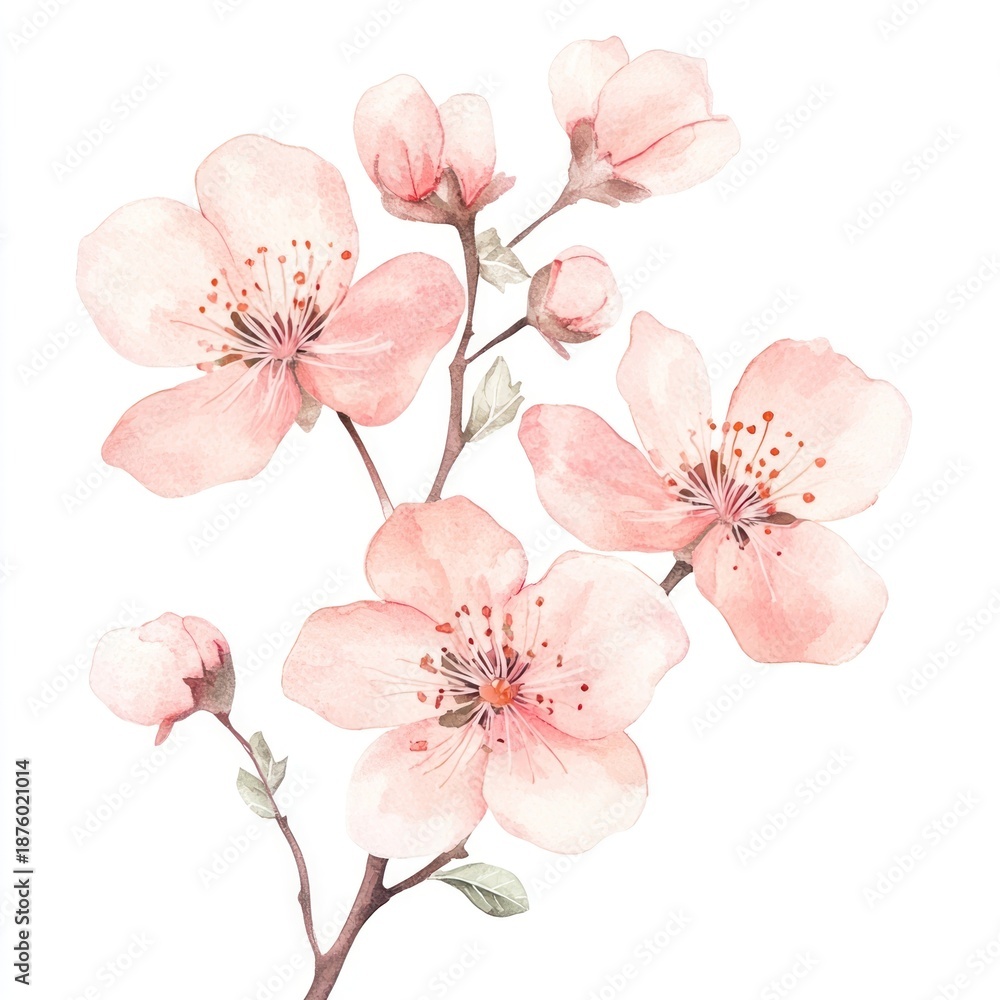 Fototapeta premium Pink blossom flowers blossoms watercolor pink.