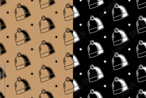 Hoe gardening tool with star hand drawn seamless pattern background for merchandise. Digging hoe tool with light motif wallpaper. Farming hoe repeating surface for agrarian. Vector Illustration