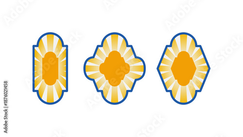islamic design elements. element shape vector symbol design. islamic blue and yellow element with different shape. set element ramadhan kareem
