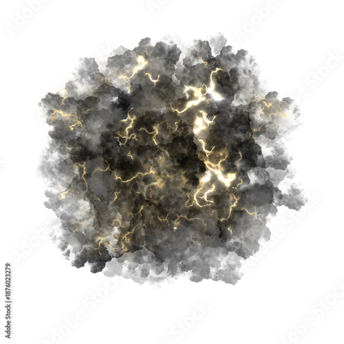 Photography Isolated thundercloud burst with powerful electric energy on alpha channel