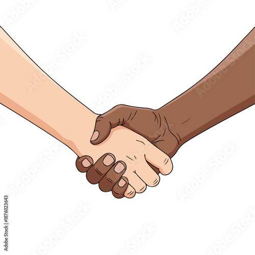 Two hands of different skin tones holding each other