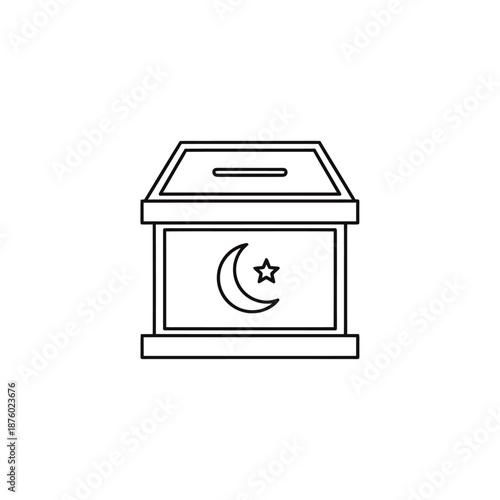 Political Ballot Box With Islamic Crescent Symbol For Voting And Democracy Concepts Illustration