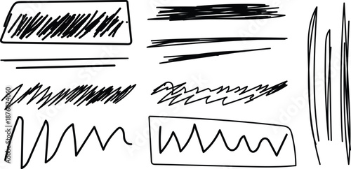 set of hand drawn ink pen