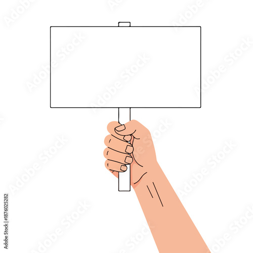 Hand holding an empty protest sign