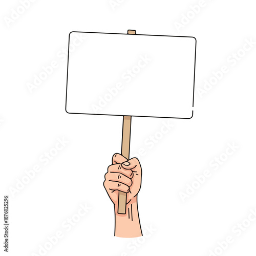 Hand holding an empty protest sign